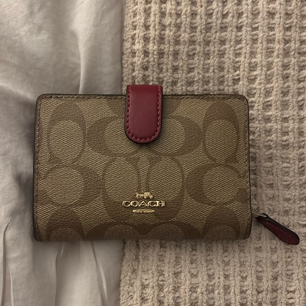 Coach brown and red wallet
